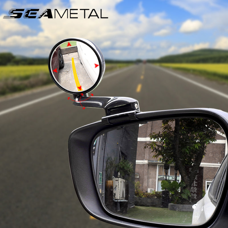 SEAMETAL Universal Car Mirror 360 Degree Adjustable Wide Angle Side Rear Mirrors