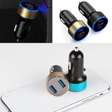 Dual USB Port Car Charger 5V 3.1A LCD Display Cigarette Lighter Adapter Silver