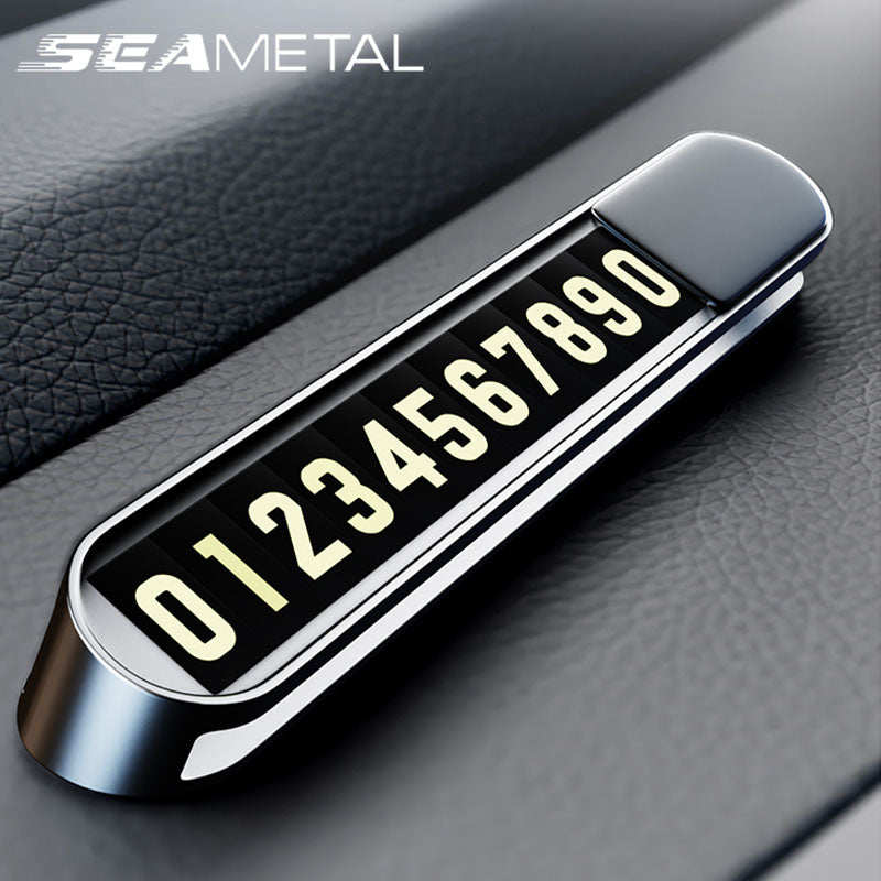 SEAMETAL Car Temporary Parking Number Card Metal Phone Number Display Car Decorations