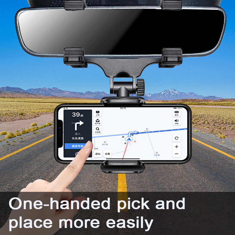 SEAMETAL Rotatable Car Phone Holder Rearview Mirror Clip Cellpone Holder Stand