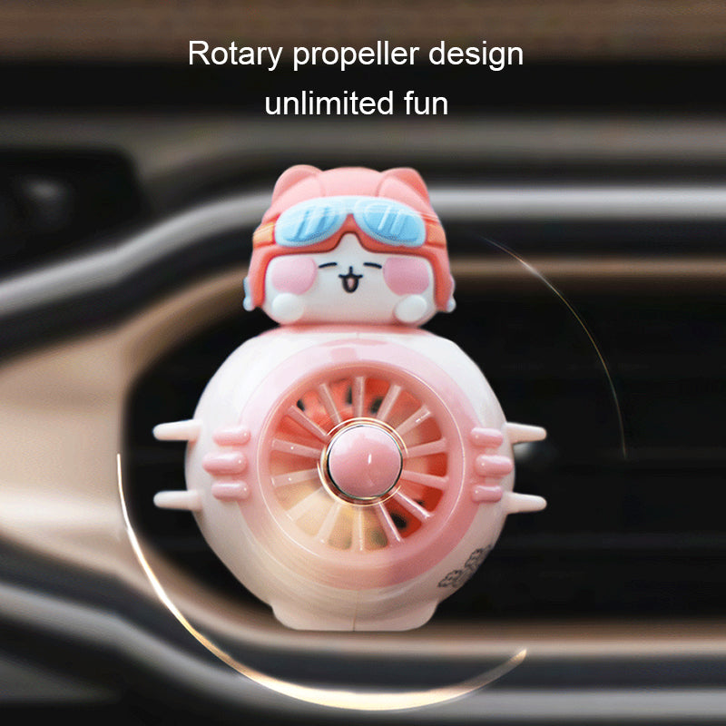 SEAMETAL Cartoon Pilot Rotating Propeller Car Air Freshener Car Air Outlet Perfume