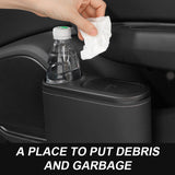 SEAMETAL Universal Car Trash Can Hanging Trash Bin Leather ABS Pressing Hard Garbage Box