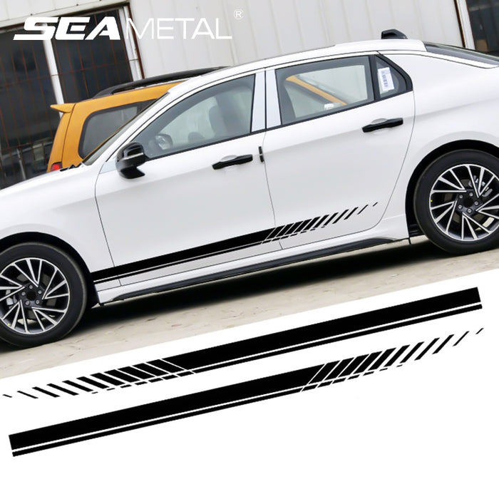 SEAMETAL Racing Style Car Decoration Sticker Car Side Skirt Door DIY Decal Strip