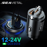 SEAMETAL 100W Car USB Charger Super Charge USB-A USB-C Cigarette Lighter Adapter Hidden Phone Charger
