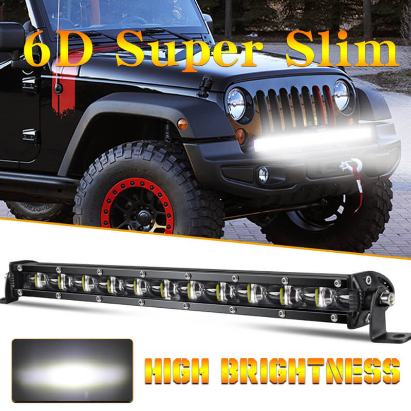 6D Lens Super Slim LED Work Lights Bar Offroad Truck SUV ATV Auto