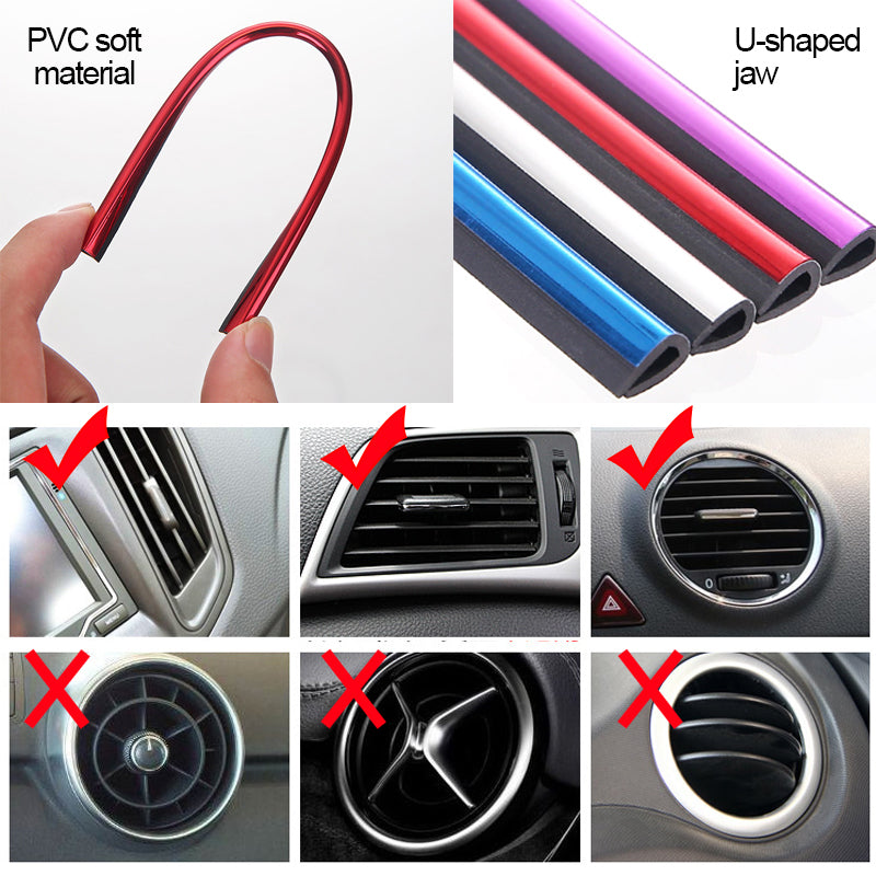 Chrome PVC Car Air Conditioner Vent Outlet Trim Decoration Strip6