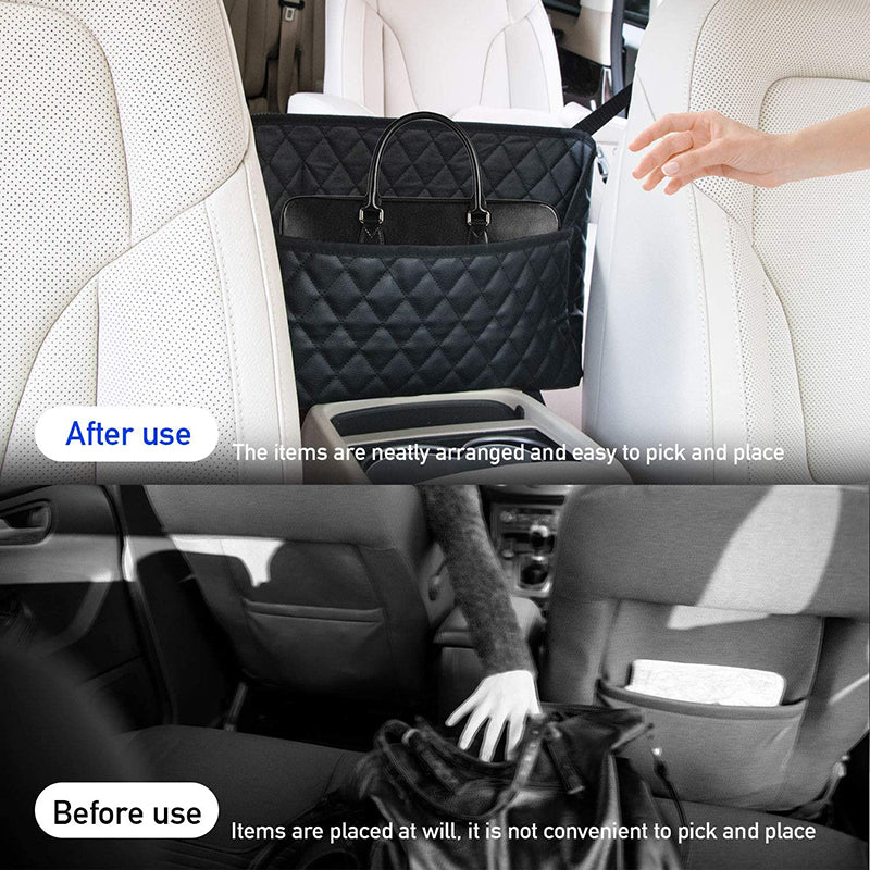 Upgraded Leather Car Seat Back Barrier Handbag Holder for Purse