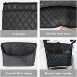 Leather Car Handbag Holder Between Seats Large Capacity Bag Black
