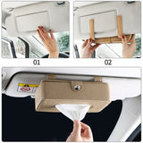 SEAMETAL Artifical Leather Car Tissue Bag Sun Visor Storage Box Universal Seat Back Paper Towel Organizer