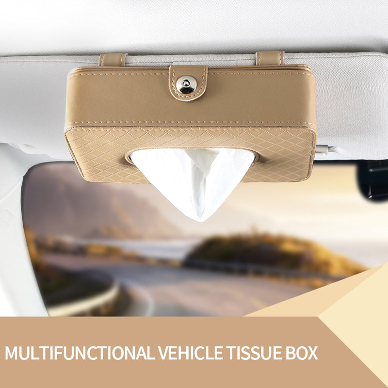 SEAMETAL Artifical Leather Car Tissue Bag Sun Visor Storage Box Universal Seat Back Paper Towel Organizer