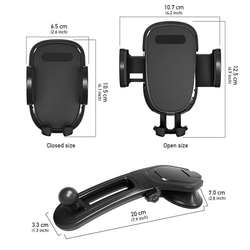 Phone Mount for Car Dashboard 360° Rotation With Adjustable Arm