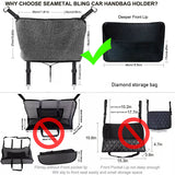 Upgraded Bling Car Mesh Organizer Diamond Auto Seat Handbag Purse Holder