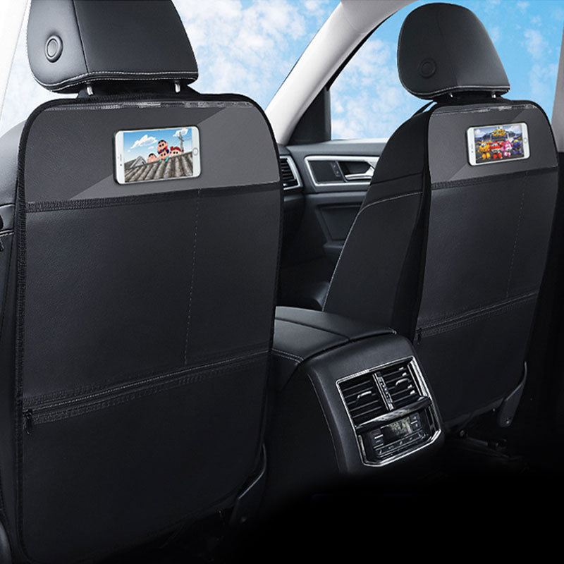 Waterproof Kick Mats Car Seat Back Protectors Back of Seat Organizers -  Large black 2 pieces