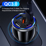 Car Charger Quick Charge 3.0 Car Cigarette Lighter Adapter 5 Port USB