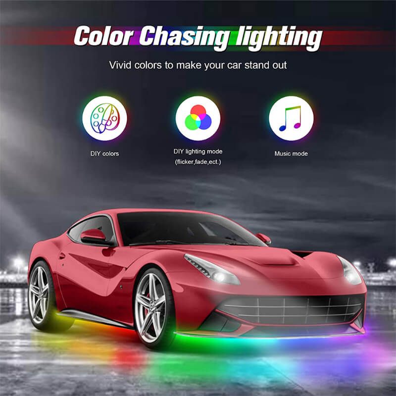 LED Car Foot Lights Colorful App Control 12V RGB Atmosphere Neon Lamp