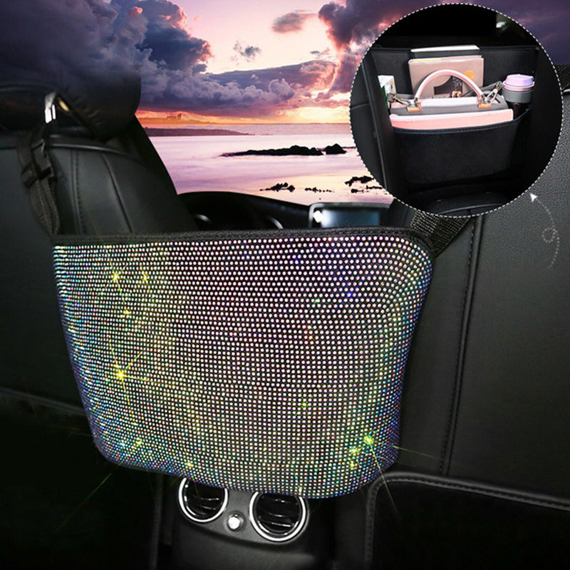Bling Diamond Colourful Car Mesh Organizer Seat Middle Storage Bag