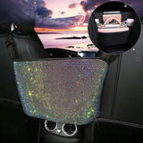 Bling Diamond Colourful Car Mesh Organizer Seat Middle Storage Bag