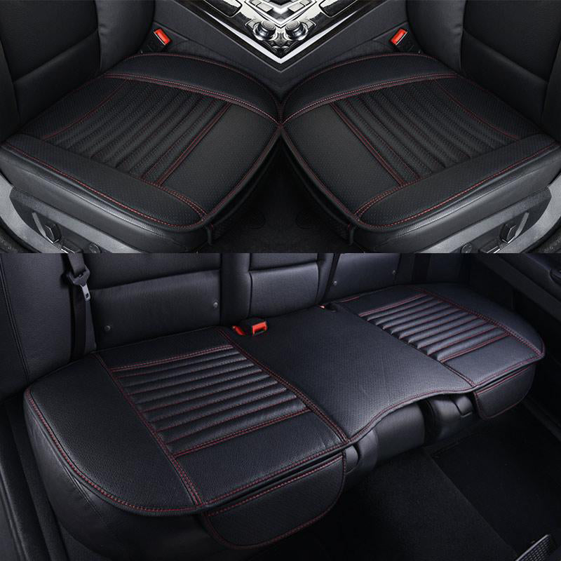 Custom Fit Leather Seat Cushions for Car Red Thread