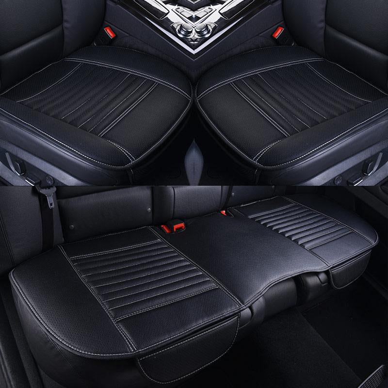 Custom Fit Leather Seat Cushions for Car White Thread