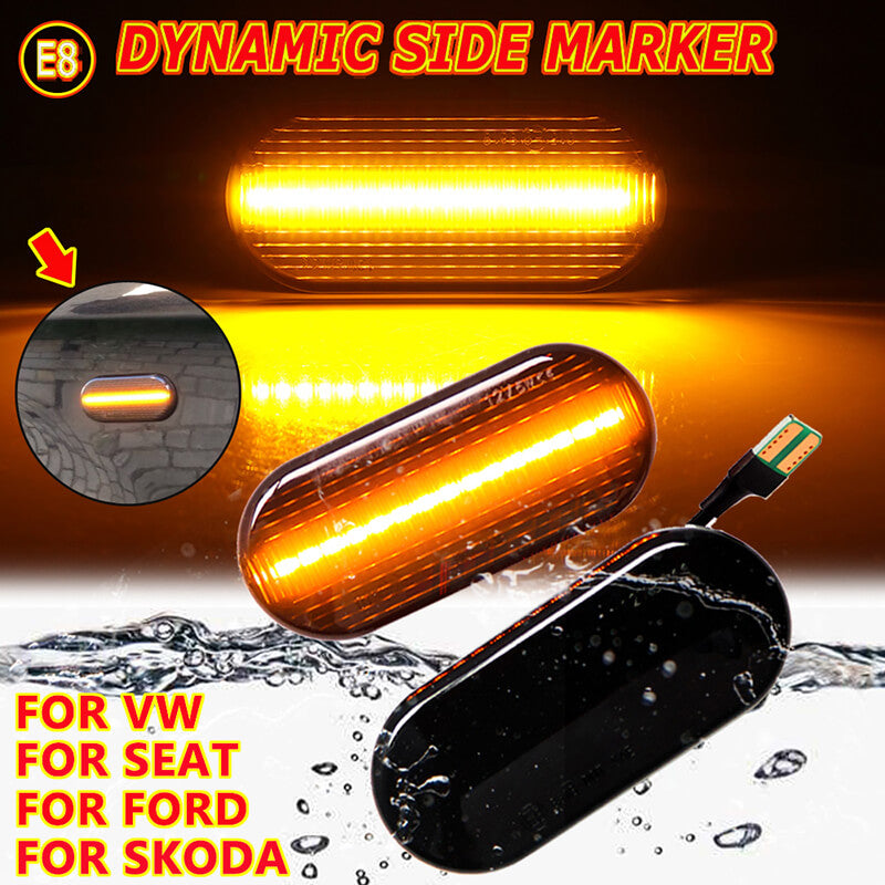Dynamic Flowing LED Side Marker Turn Signal Light For VW SEAT SKODA FORD