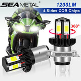 LED BA20D H6 H4 Motorcycle Headlight Bulbs Hi Lo Beam 6000K White 12V