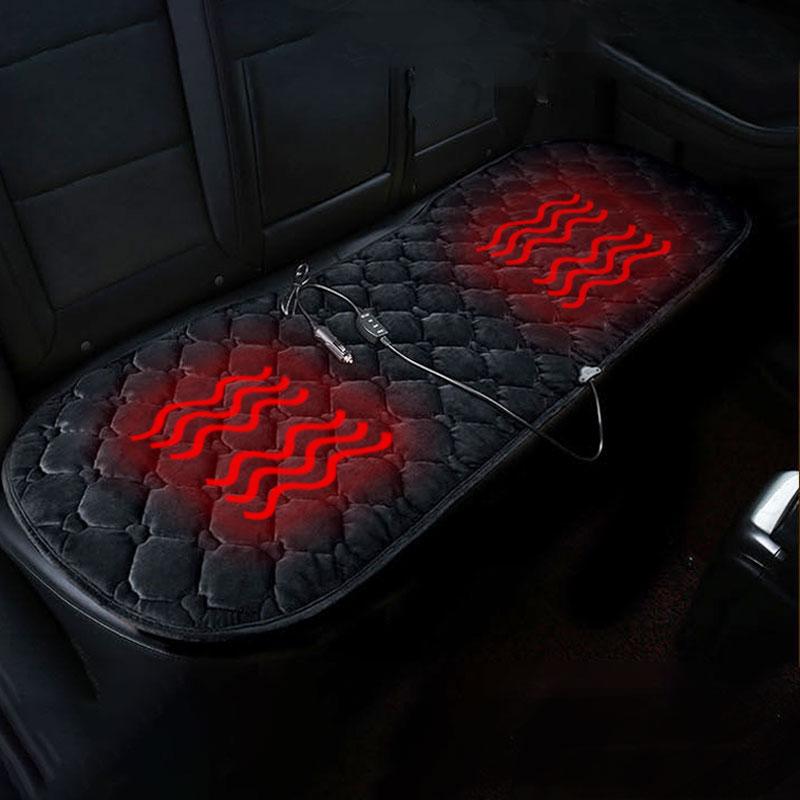 Heated Seat Cushions 12-Volt Winter Car Seat Heating Pads Warmer Protector  - Black / 1 PC Front
