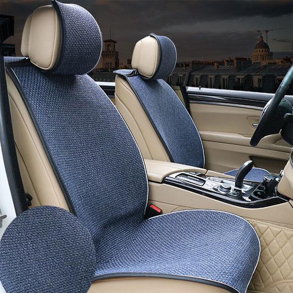 CAR PASS Linen Car Seat Cover Two Front, Anti-Slip Cotton Seat