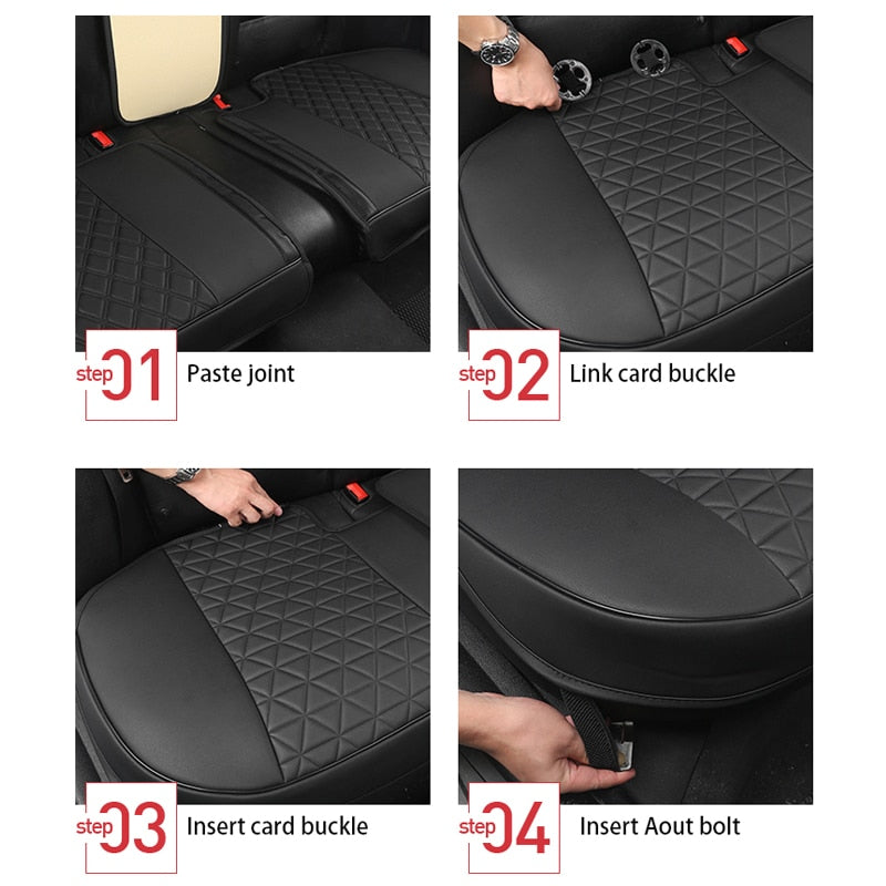 Leather Car Seat Cover for Bottom Only 3D Tailored Universal, Black Image05
