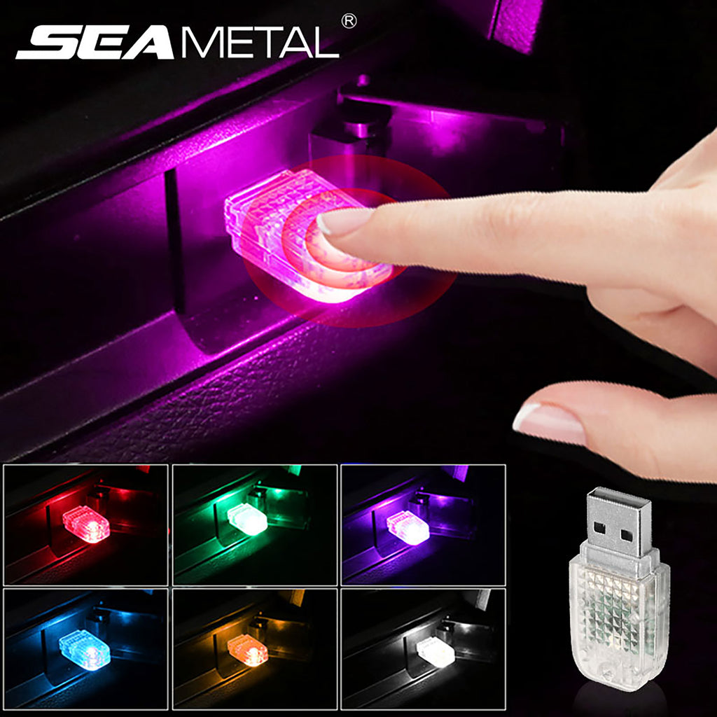 1x Mini USB RGB LED Car Interior Light Touch Key Neon Atmosphere Ambient  Lamps For All Devices With USB Ports For Cars Computers