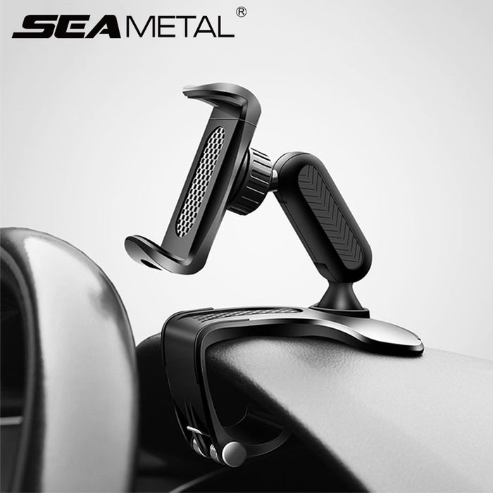 SEAMETAL 360 Degree Rotation Dashboard Cell Phone Holder for Car Clip Mount Stand Suitable for 4 to 7 Inch Smartphones