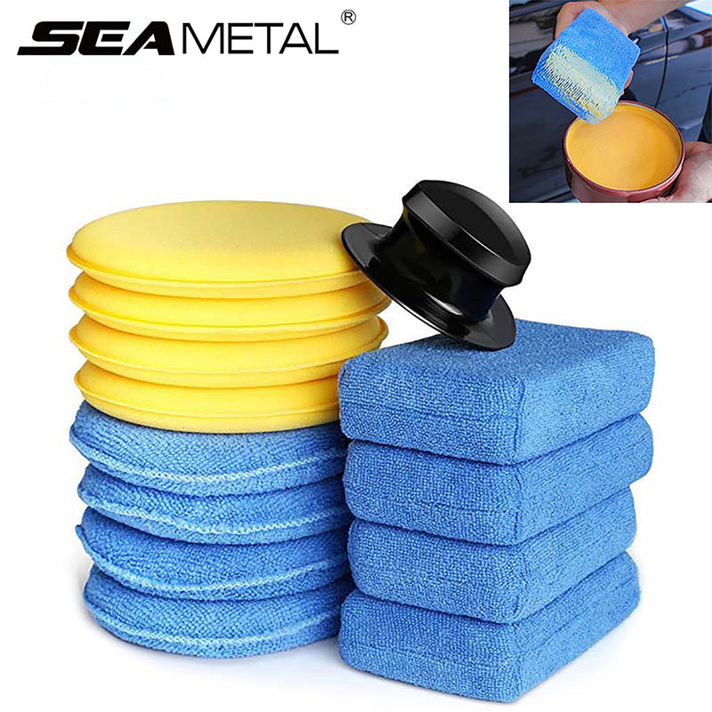 13Pcs Car Foam Sponge Round Auto Detailing Cleaning Tools Wax Applicator Pad