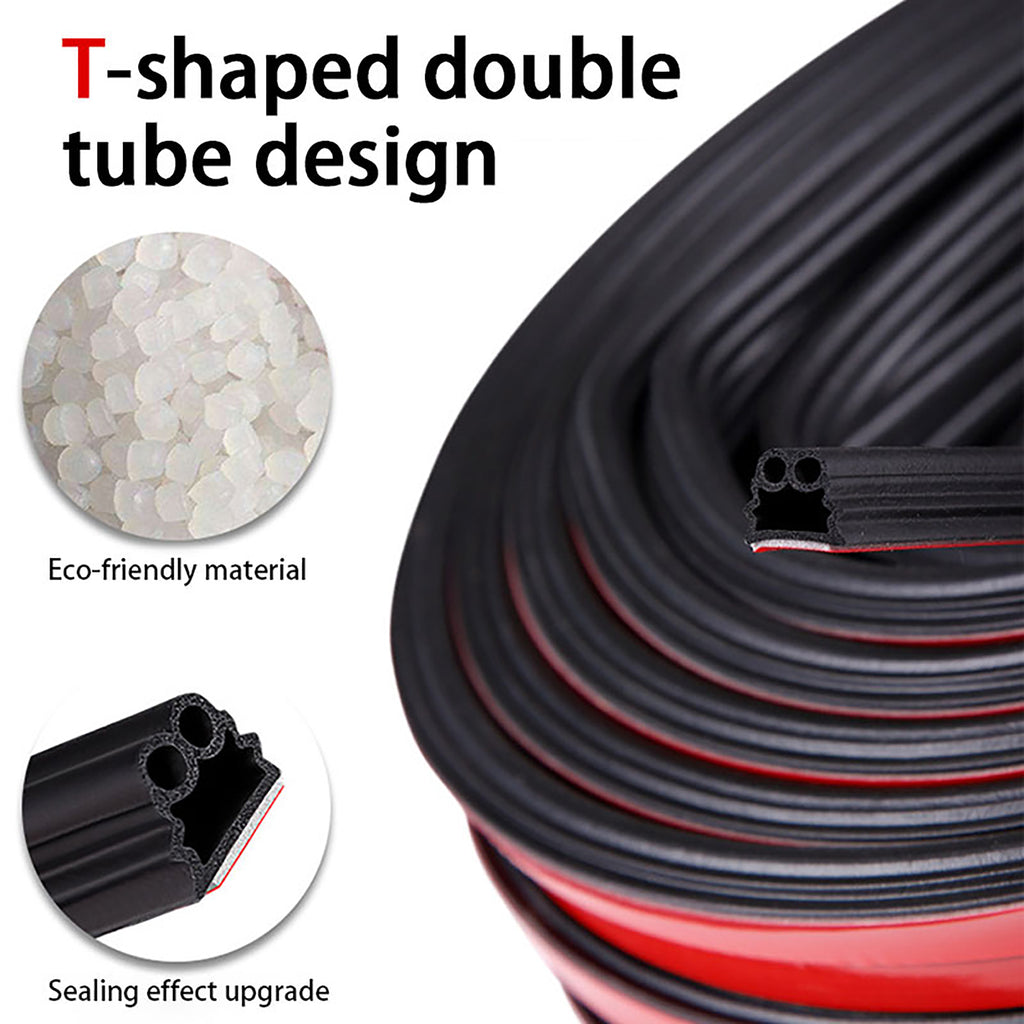 Car Door Rubber Seal Strips Auto T-shaped Double Tube Sealing Stickers