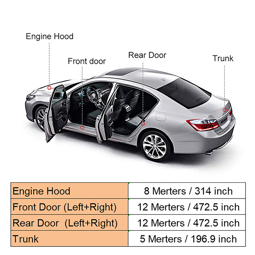 Car Door Rubber Double-Layer Seal Strip Auto Door/Hood/Trunk Protector Sticker
