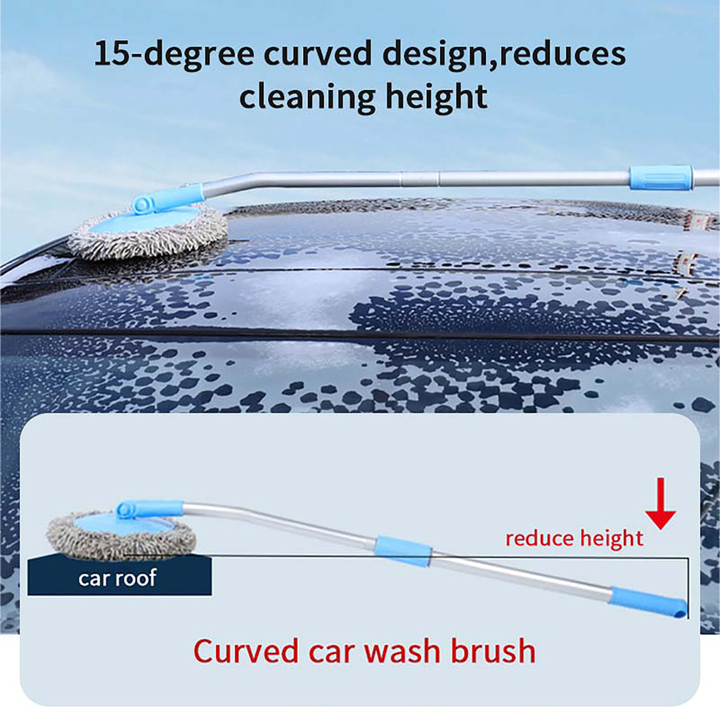 15° Curved Car Wash Brush Telescopic Long Handle Cleaning Mop