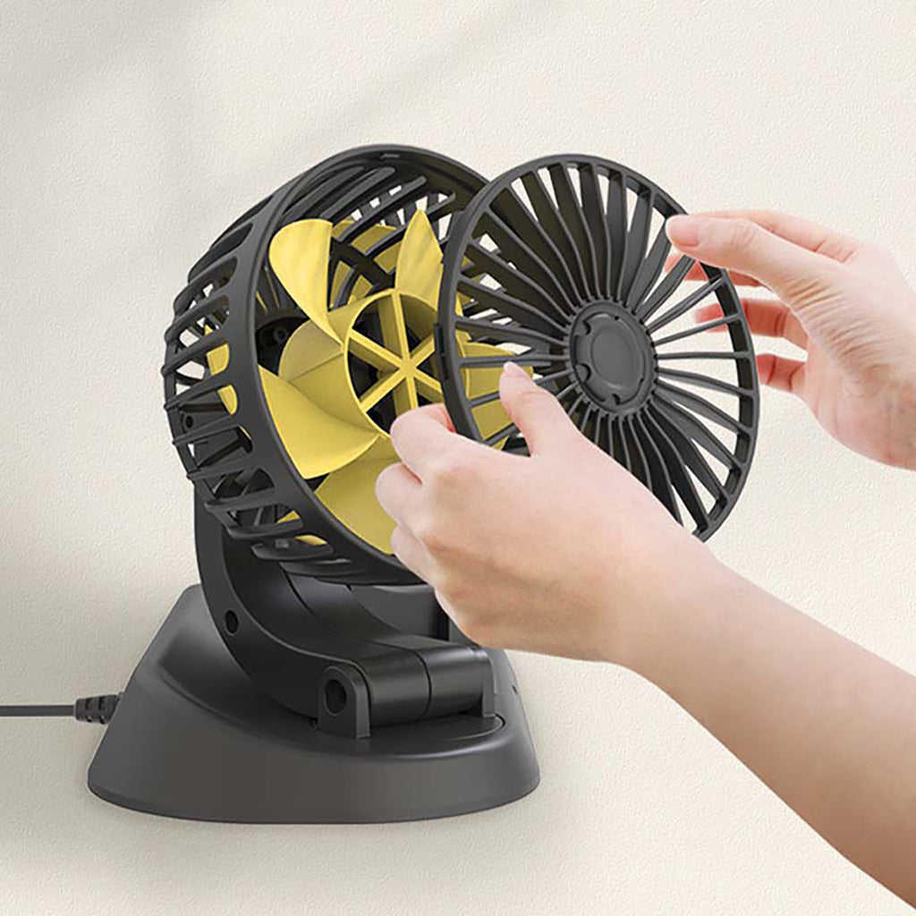 Car Fan Summer Cooling 360 Degree Adjustable Double-head Fan Low Noise Strong Wind