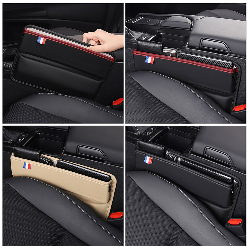 Car Seat Gap Filler Organizers PU Leather Auto Storage Pockets