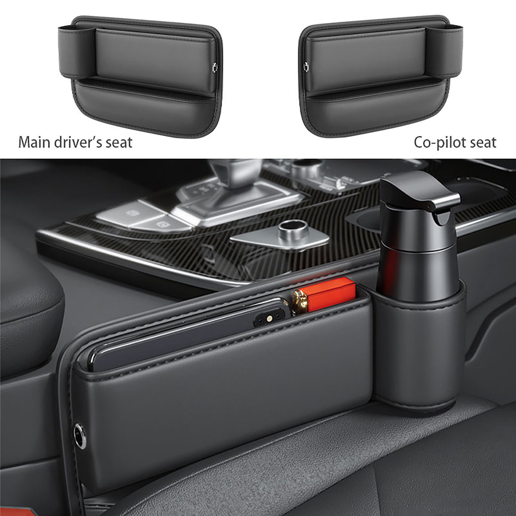 Car seat gap clearance filler with cup holder