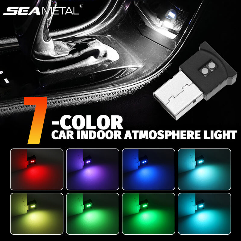 Mini LED Car Light USB Atmosphere Lights Colorful Car Ambient Foot Light
