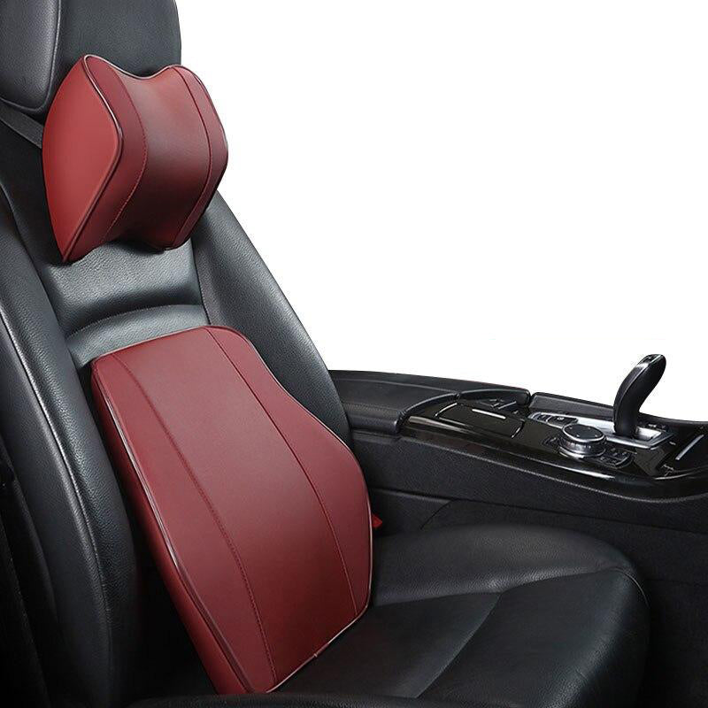 Memory Foam Car Lumbar Back Support Cushion & Headrest Pillow