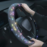 Rhinestones Bling Steering Wheel Cover Fit for 14.2"-15.3" Inch
