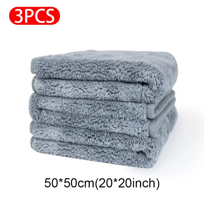 SEAMETAL 600GSM High Absorbent Ultra-Soft Car Wash Towel Microfiber Coral Fleece Hemmed Towels