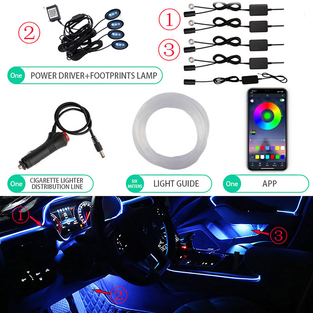 12V LED Car Atmosphere Interior Light Flexible Neon Strip Lamps RGB Car Ambient Decor Lights