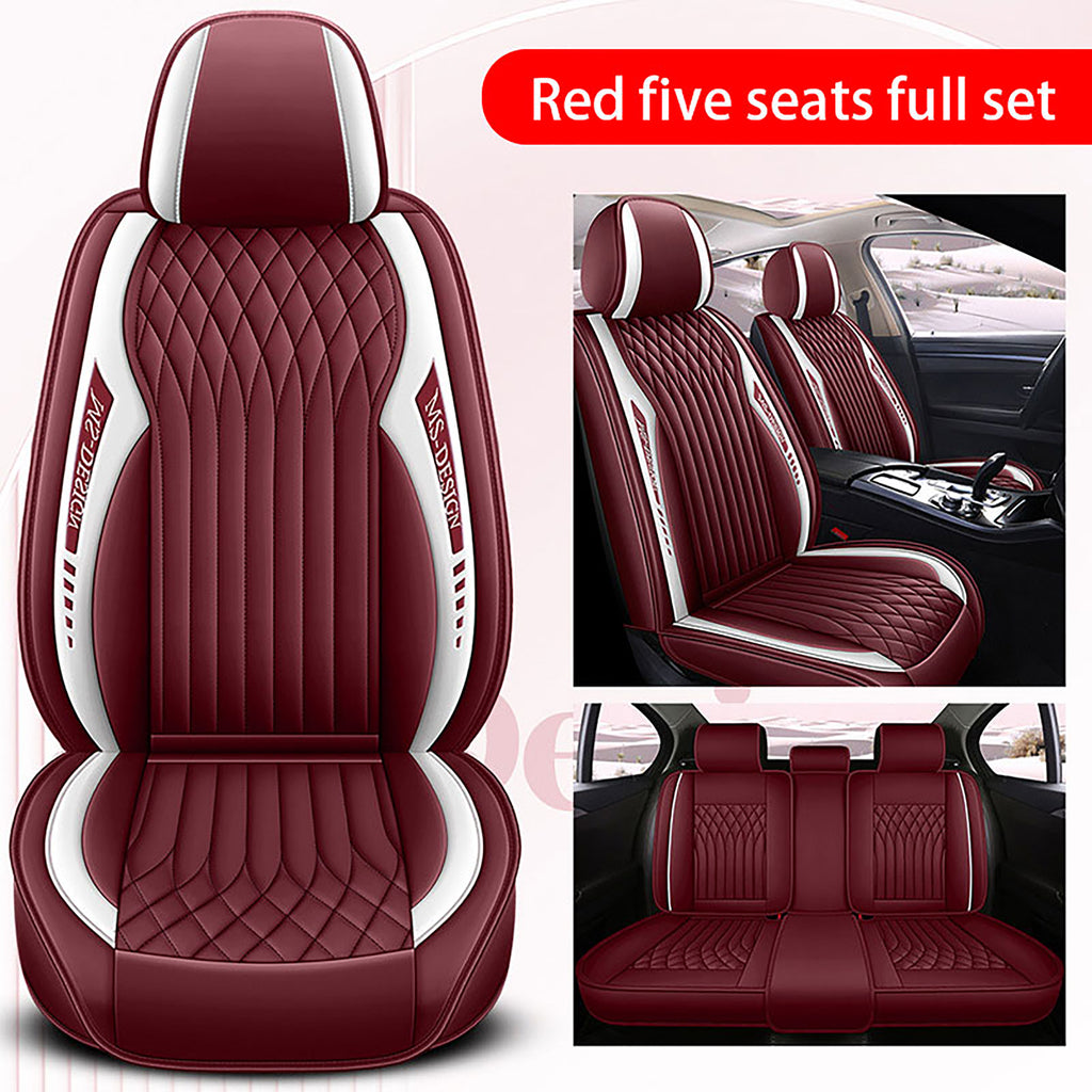 Full Set Car Seat Covers Front/Rear PU Leather Chair Protector SEAMETAL