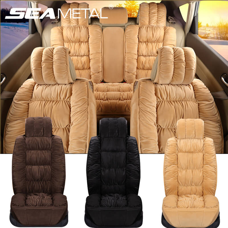 SEAMETAL Soft Plush Car Seat Covers Winter Car Seat Protector Set Universal