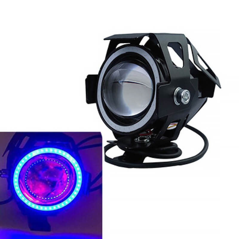 2Pcs 125W U7 LED Motorcycle Angel Eyes Headlight DRL Spotlights Auxiliary