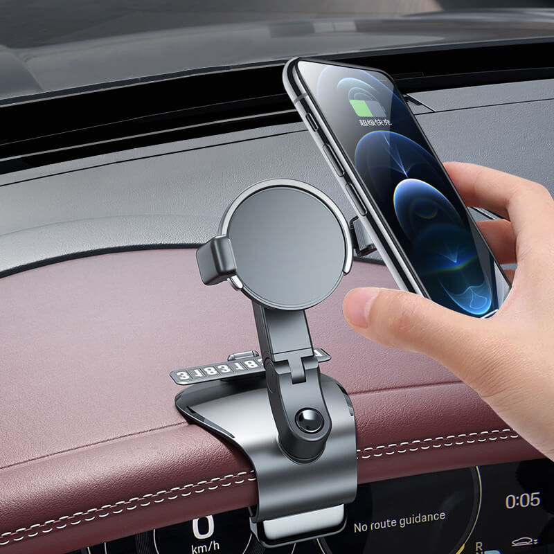 Cell Phone Holder for Car 1200° Degree Rotation Dashboard Clip Mount