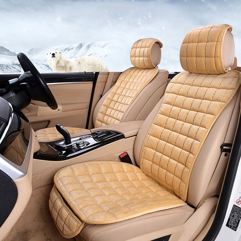 Universal Plush Car Seat Cover Set for Winter Warm Soft Vehicle Seat Cushion