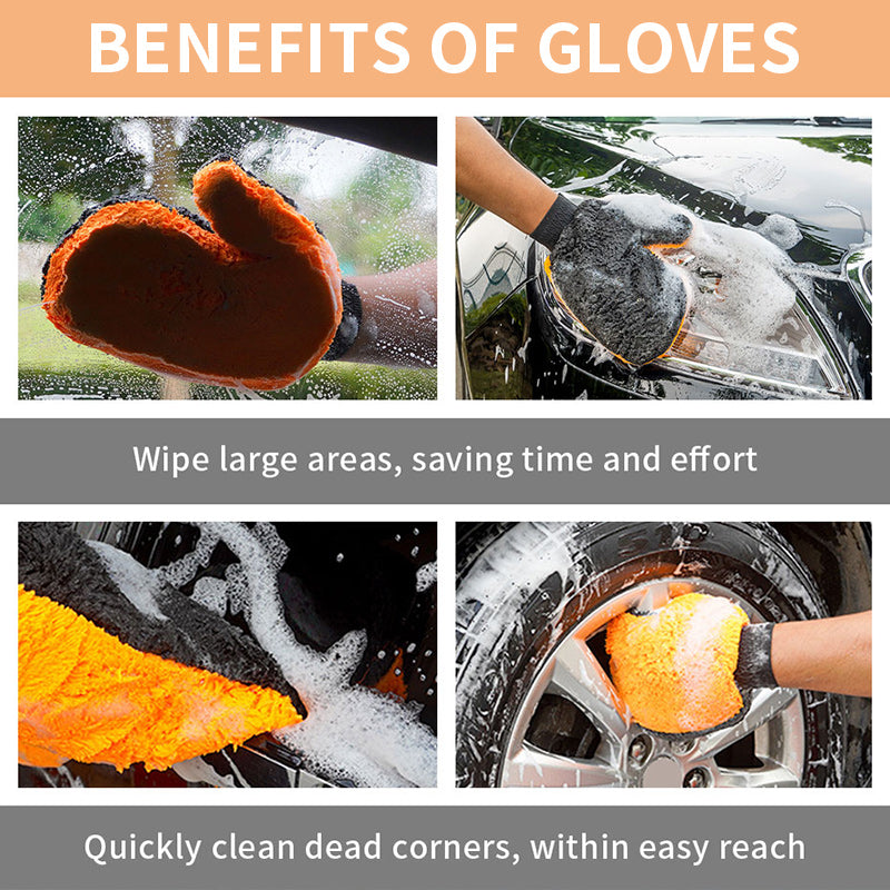 Car Wash Mitt Microfiber Dual Sided Cleaning Gloves for Dirt & Bugs