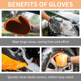 Car Wash Mitt Microfiber Dual Sided Cleaning Gloves for Dirt & Bugs