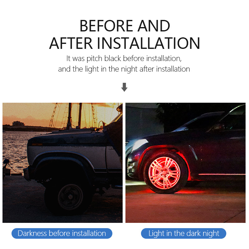 4Pcs RGB Car Hub LED Neon Strip Lamp Kit APP/Sound Control Universal F –  SEAMETAL